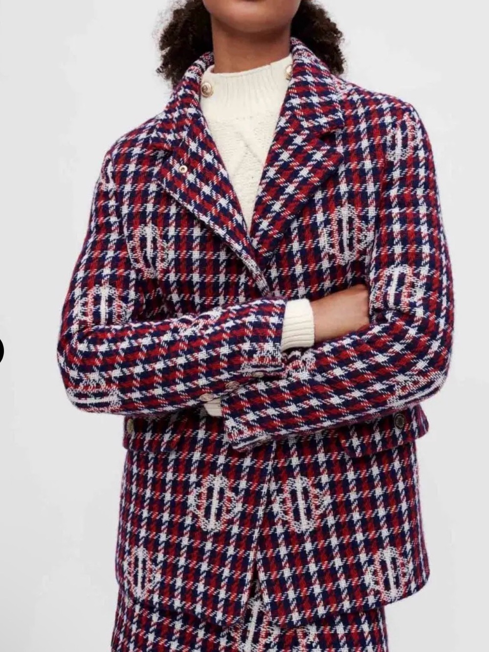 Maje Clover Plaid Jacquard Jacket 34